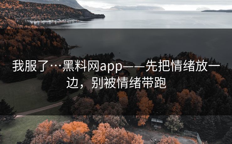 我服了…黑料网app——先把情绪放一边,别被情绪带跑